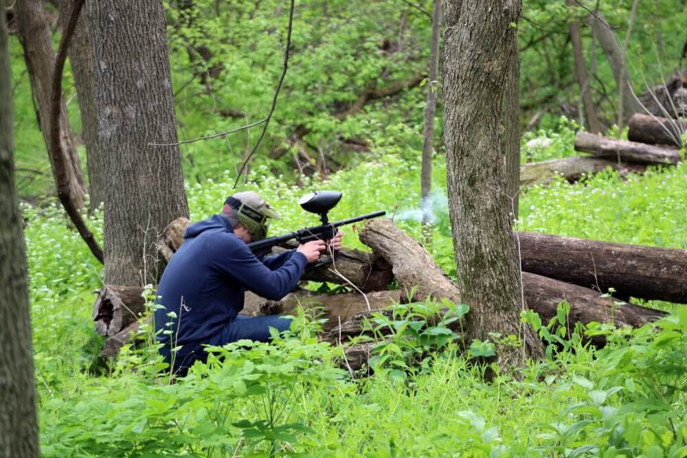 Hidden hills man playing paintball