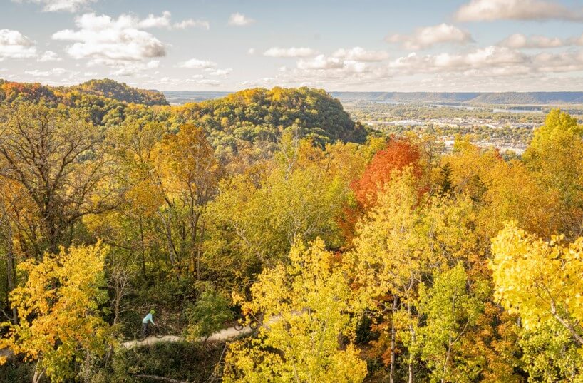 Aerial shot of Hixon Forest in the fall